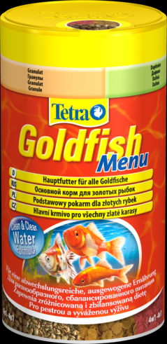 Tetra Goldfish Menu 250 мл Тетра Голдфиш Меню Корм для золотых рыбок 4  корма - Кормление - Аквариумистика (интернет-магаз